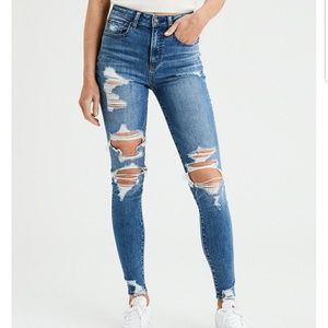 AE Super High Waisted Distressed Jegging